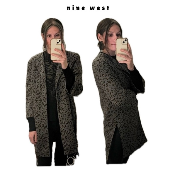 nine west leopard print gray open sweater jacket - Picture 7 of 16